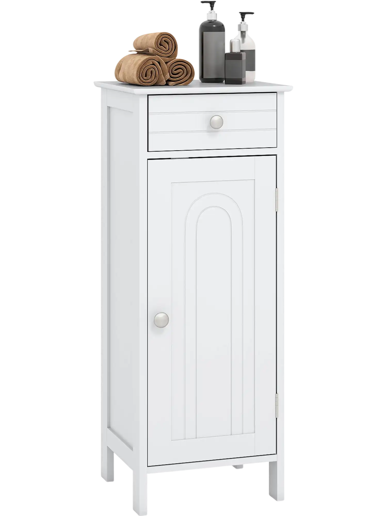 Costway Wooden Floor Storage Cabinet w/ Drawer Shelf 86753419 New