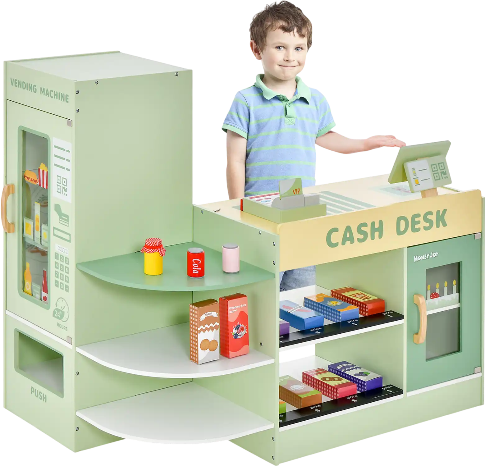 Costway Kids Wooden Supermarket Play Set Checkout Counter 86415732 New