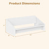 Wooden tilting bookcase dimensions showing 16" x 8" x 6", ideal for organizing magazines and books on desktops.