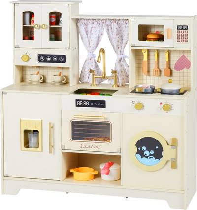 Costway Wooden Toy Kitchen Playset w/ 14 Accessories 72317176 New