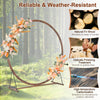 Wooden wedding arch made of natural fir wood, featuring a round design, ideal for outdoor ceremonies and decorations.