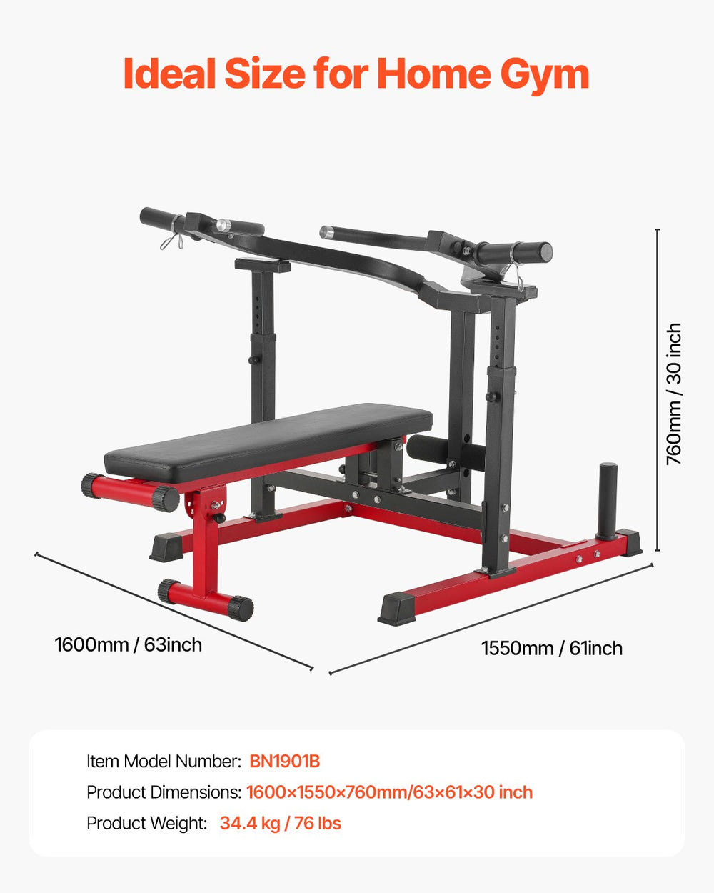 Vevor Chest Press Machine 450 Lbs Capacity Adjustable Flat Incline Bench for Home Gym New