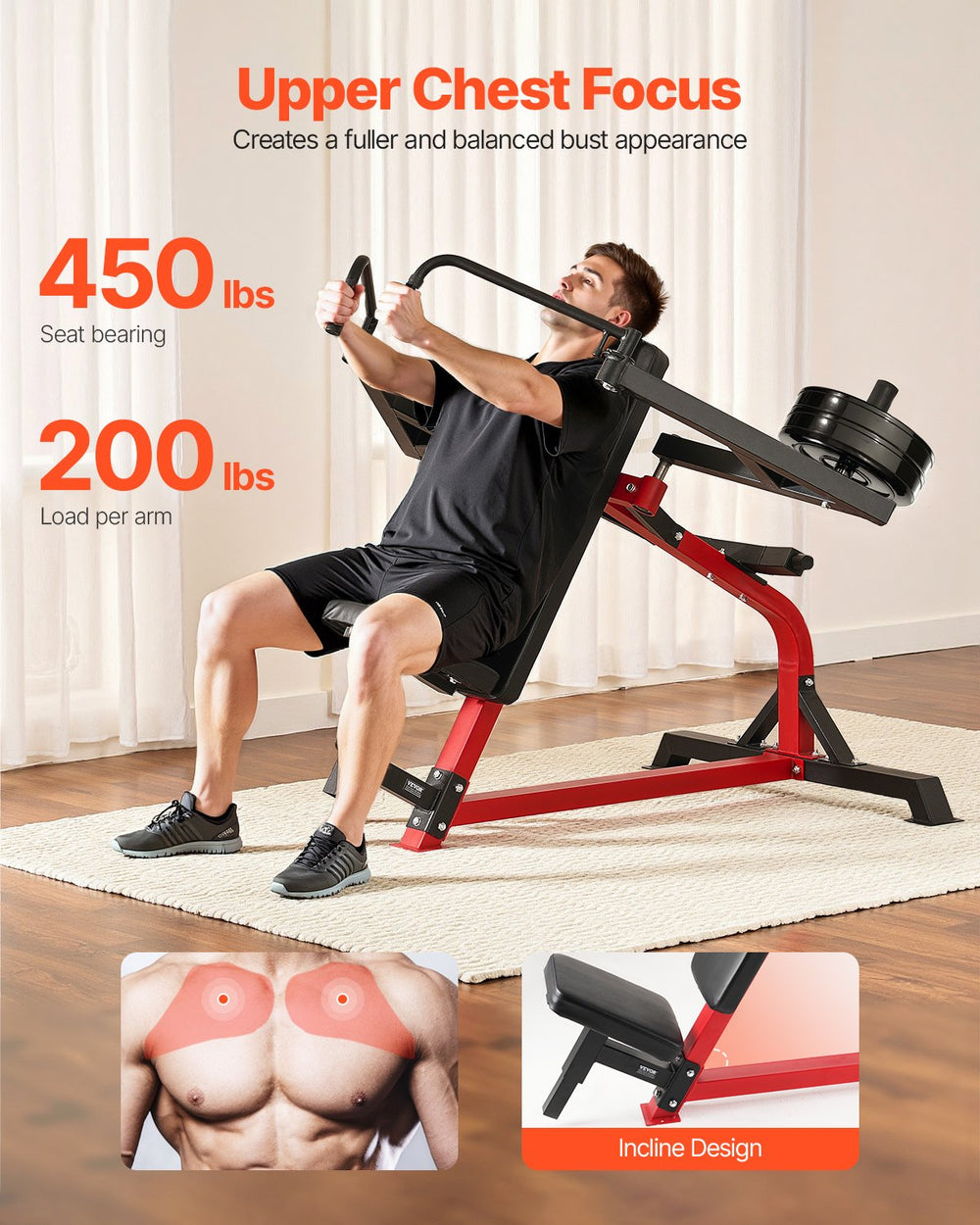 Vevor Incline Chest Fly and Rear Delt Machine 450 Lbs Capacity Adjustable Upper Body Trainer New