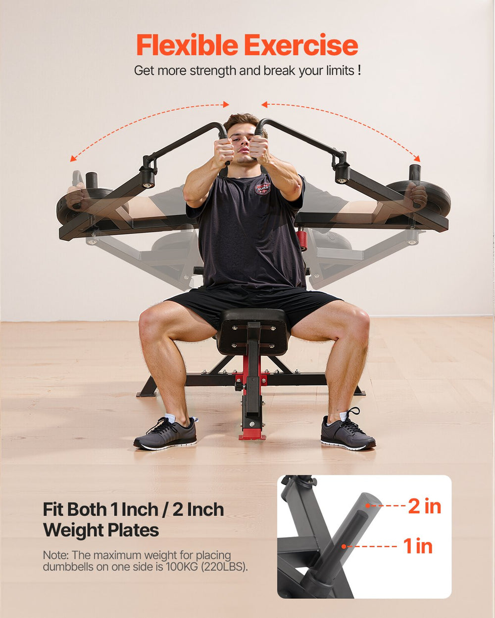 Vevor Incline Chest Fly and Rear Delt Machine 450 Lbs Capacity Adjustable Upper Body Trainer New