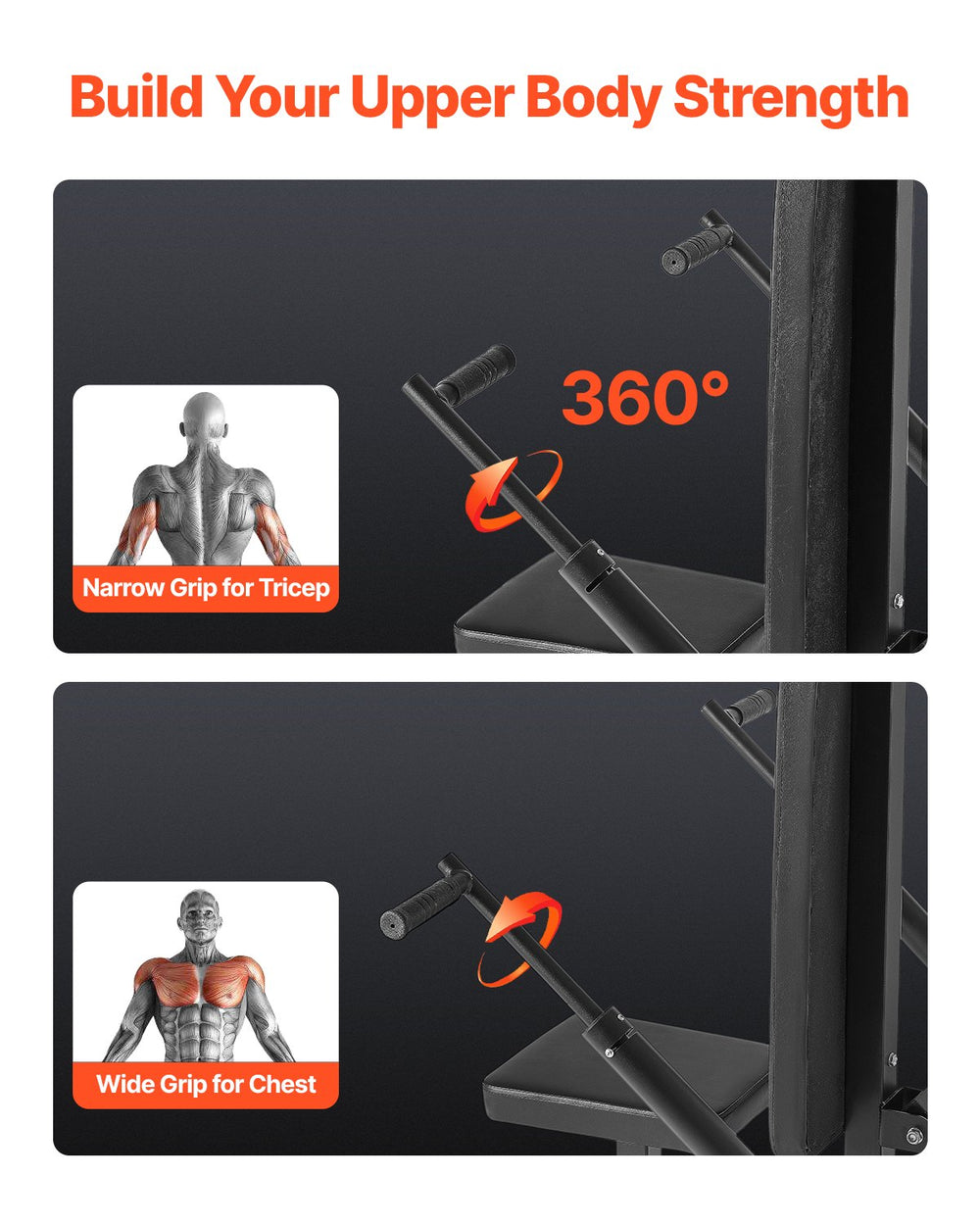 Vevor Seated Dip Machine 450 Lbs Capacity Adjustable Tricep Chest Press for Home Gym New