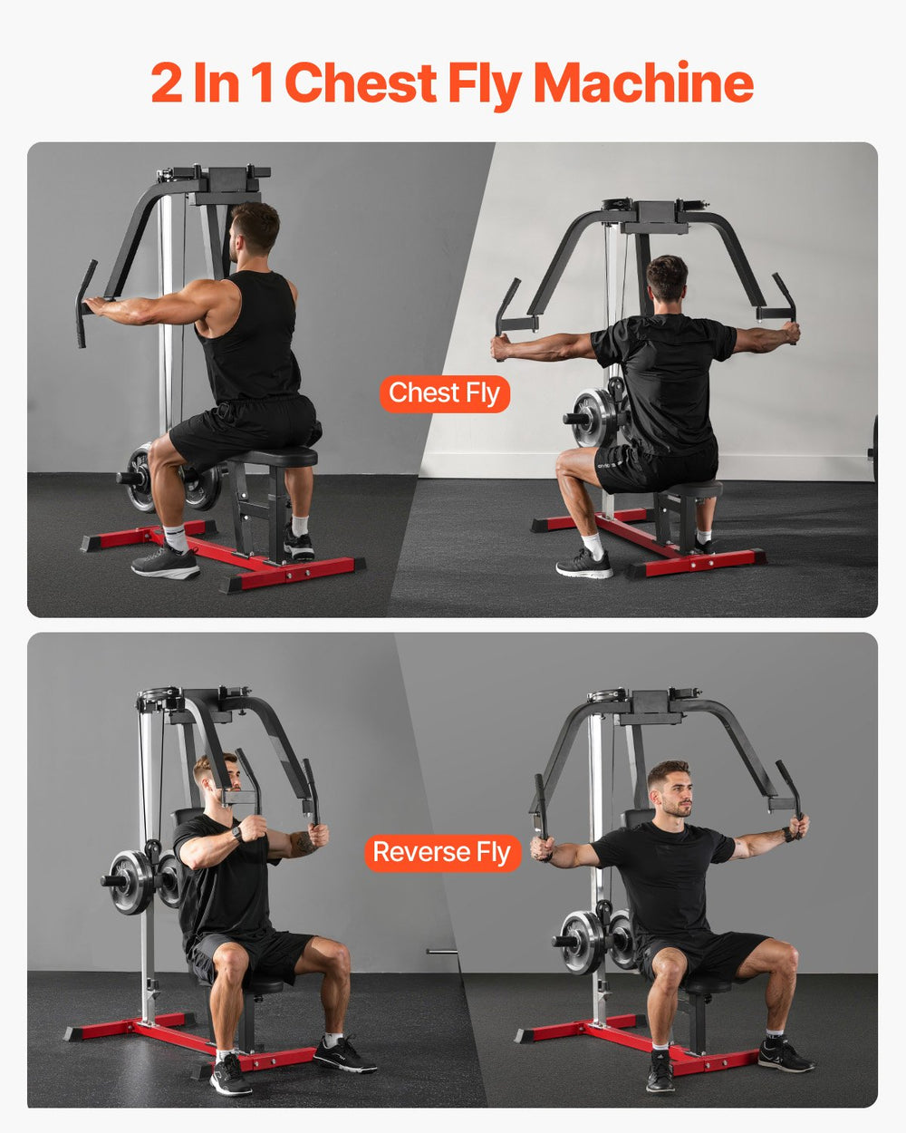 Vevor Chest Fly Machine 450 Lb Capacity Adjustable Seat for Fly and Reverse Delt Workouts New