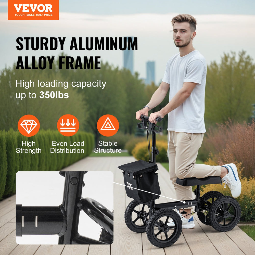 Vevor Knee Scooter Folding Walker Aluminum Frame 350 lbs. Capacity Height Adjustable and 12" Wheels New