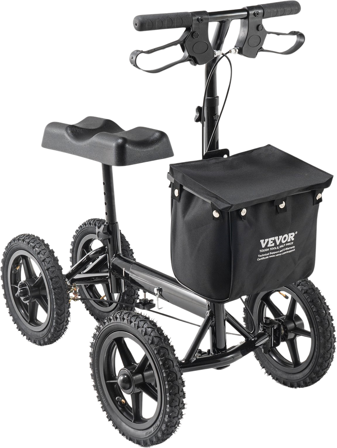 Vevor Knee Scooter Folding Walker Aluminum Frame 350 lbs. Capacity Height Adjustable and 12