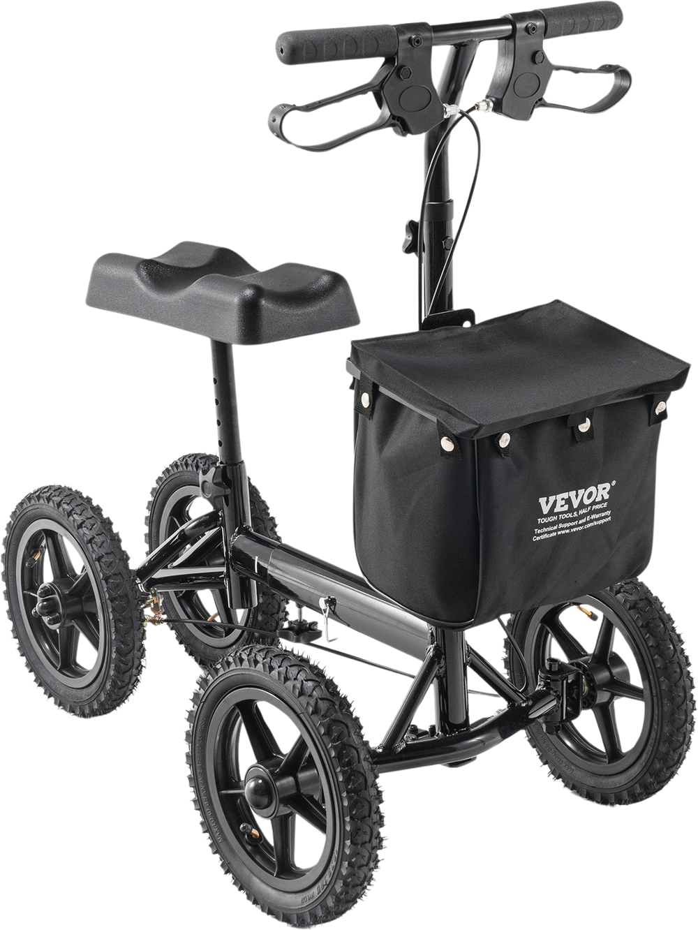 Vevor Knee Scooter Folding Walker Carbon Steel Frame 350 lbs. Capacity Height Adjustable and 12" Wheels New