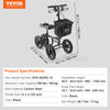 Vevor Knee Scooter Folding Walker Carbon Steel Frame 350 lbs. Capacity Height Adjustable and 12" Wheels New