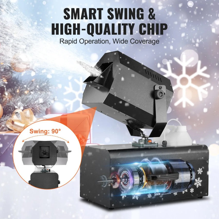 Vevor Snow Machine 2000W with 90° Oscillation 1.32 Gal Tank 753 Sq Ft Coverage New