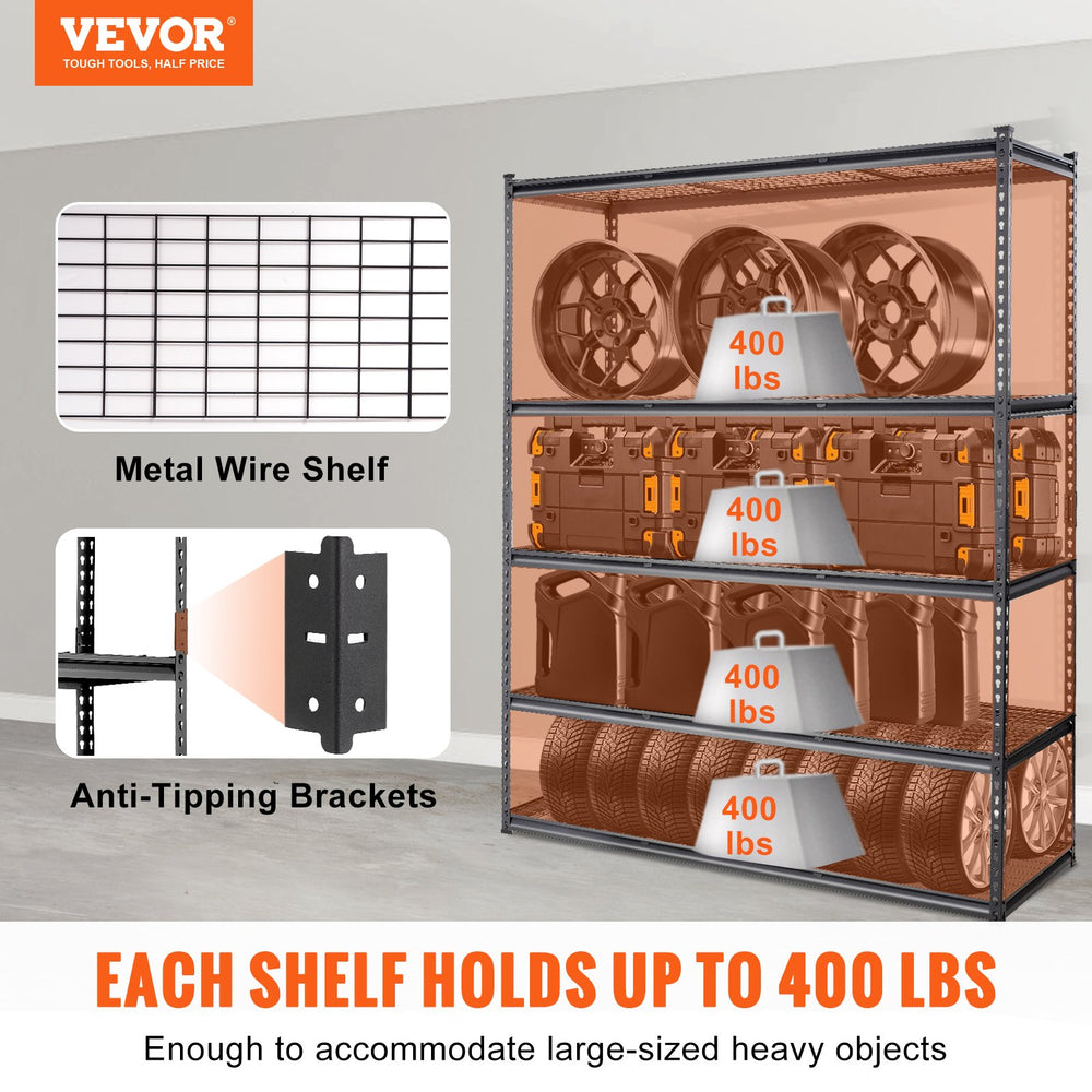 Vevor Storage Shelving Unit 5-Tier Adjustable 2000 Lbs Heavy Duty Metal Rack 60" x 24" x 78" New