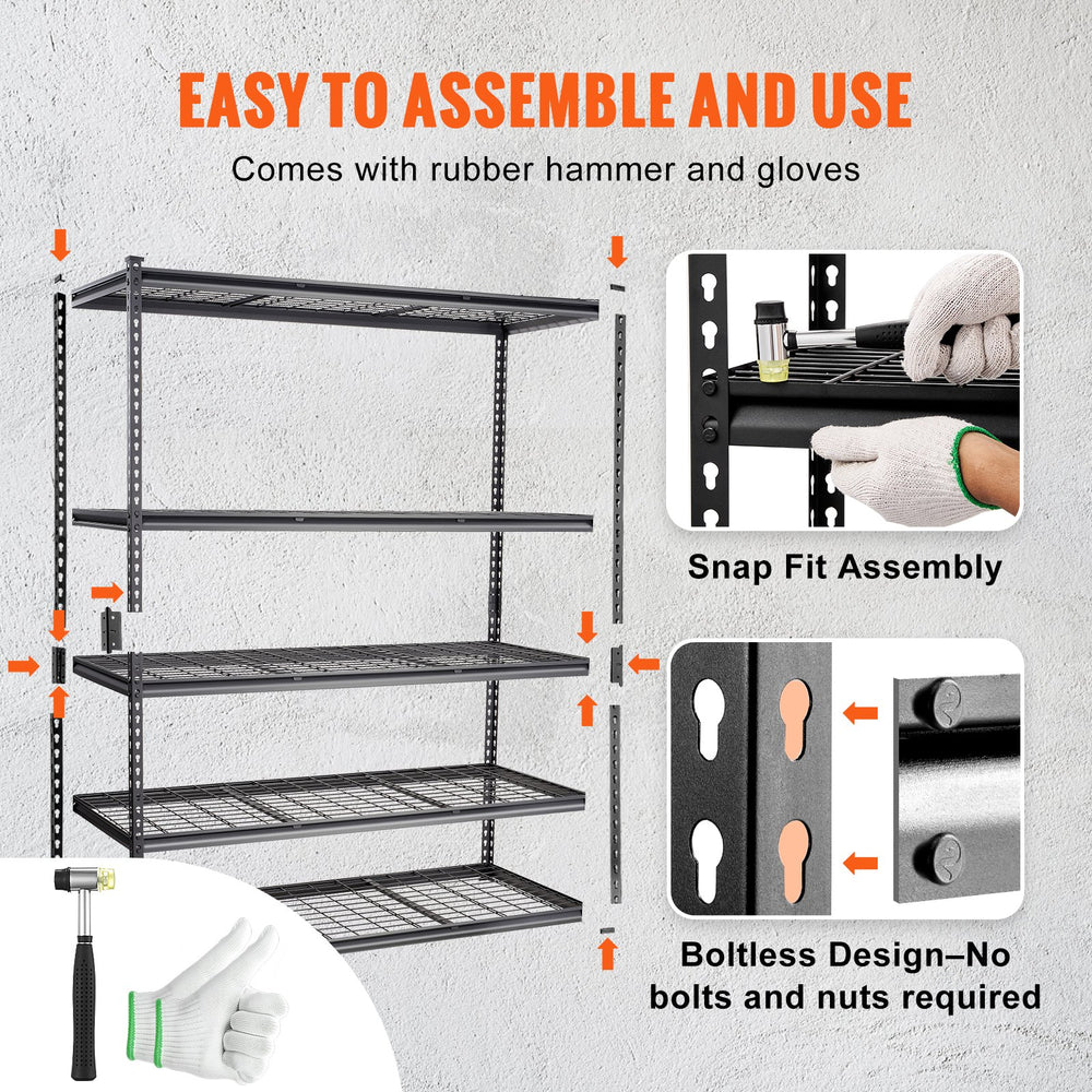 Vevor Storage Shelving Unit 5-Tier Adjustable 2000 Lbs Heavy Duty Metal Rack 60" x 24" x 78" New