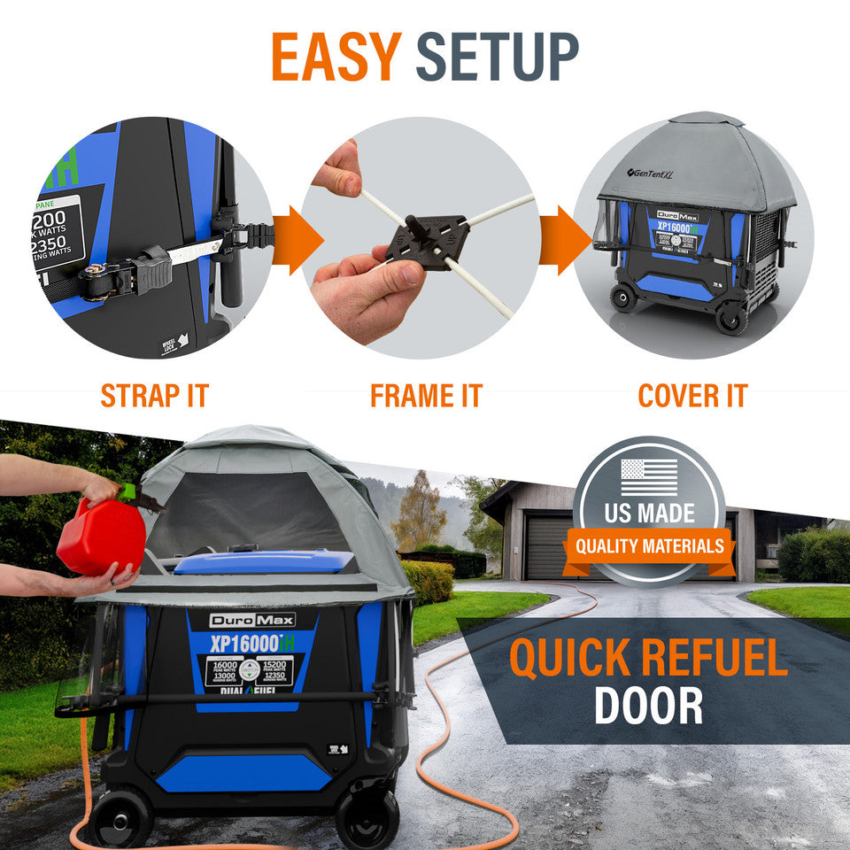 GenTent XL Inverter Kit for Fully Encased Generators Weatherproof Running Tent Cover New