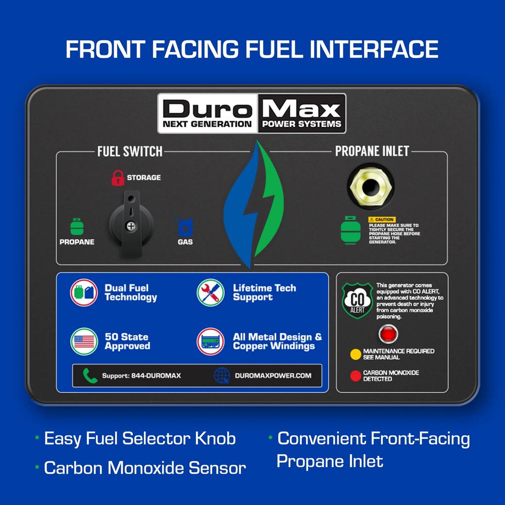 DuroMax XP10000DX 8500W/10000W Dual Fuel Gas Propane Generator with Electric Start and CO Alert New