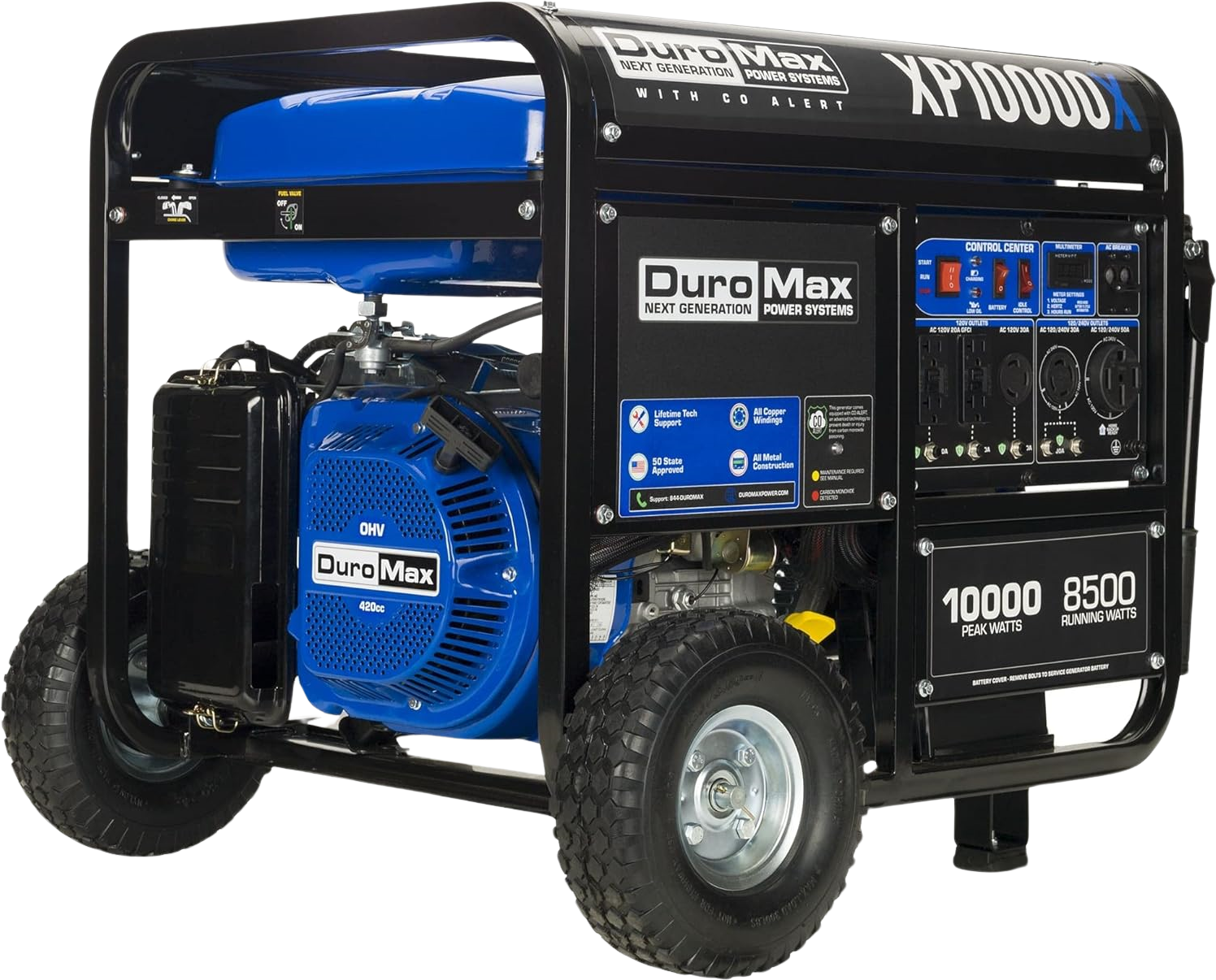 DuroMax XP10000DX 8500W/10000W Dual Fuel Gas Propane Generator with Electric Start and CO Alert New