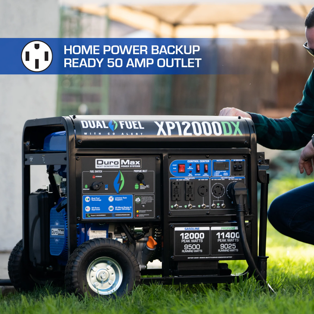 DuroMax XP12000DX 9500W/12000W Dual Fuel Gas Propane Generator with Electric Start and CO Alert New