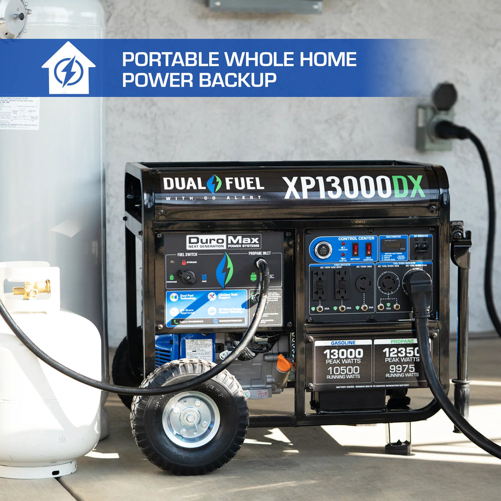 DuroMax XP13000DX 10500W/13000W Dual Fuel Gas Propane Generator with Electric Start and CO Alert New