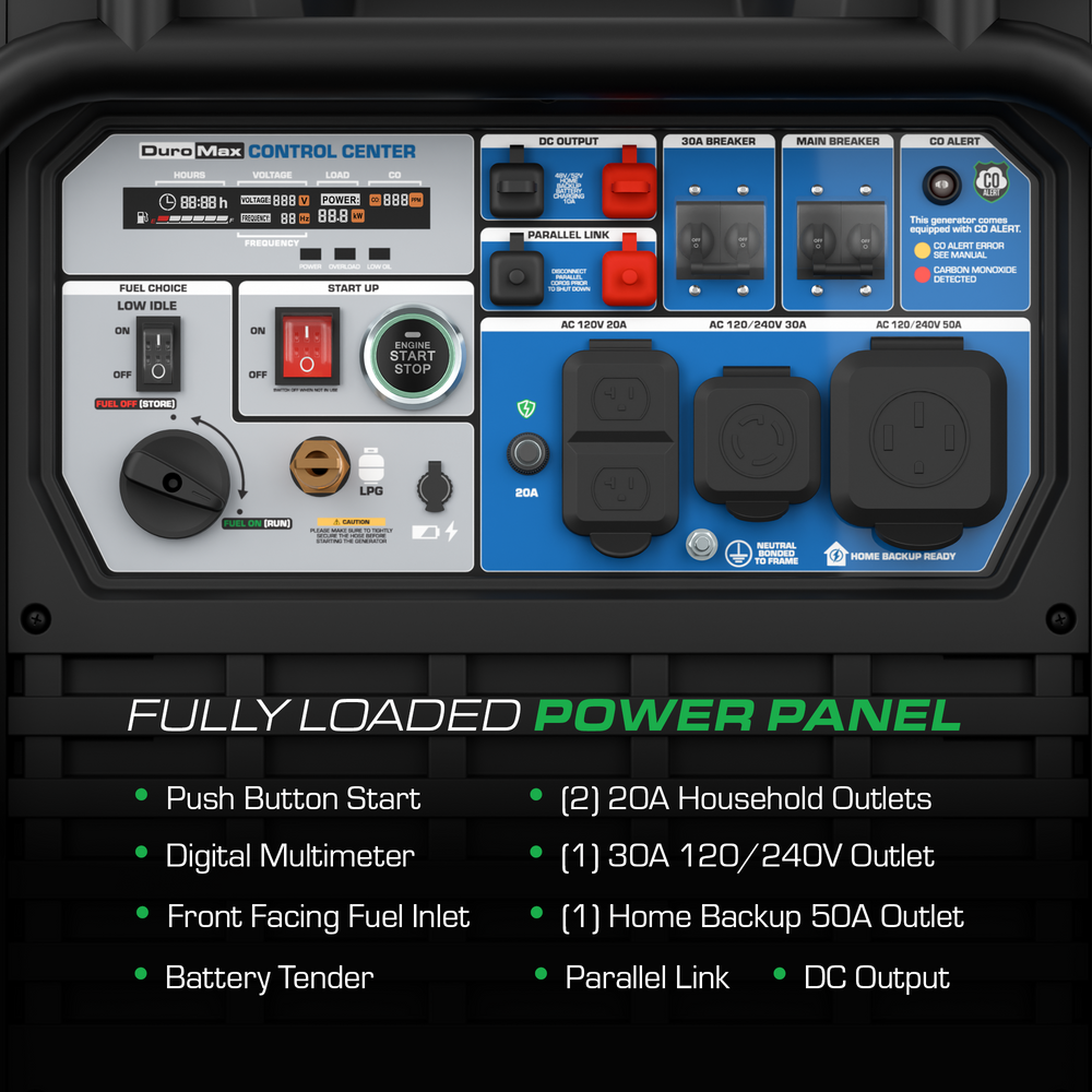 DuroMax 13,500 Watt Portable Dual Fuel Inverter Generator - Quiet, Low THD