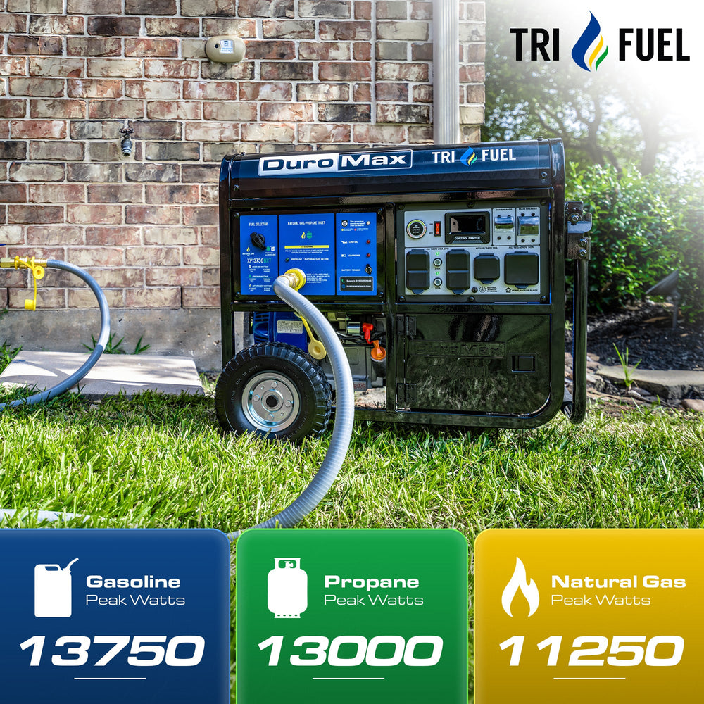 DuroMax 13,750 Watt Tri Fuel Portable HXT Generator w/ CO Alert