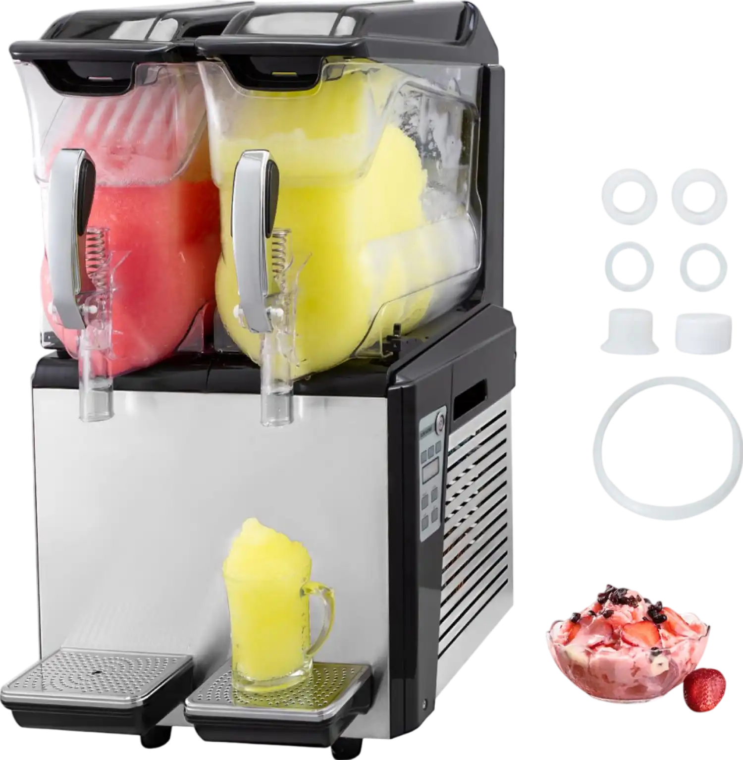 Vevor Slushy Machine 5.3 Gallon 2 Tank 900W Stainless Steel with Auto Clean for Commercial Use New
