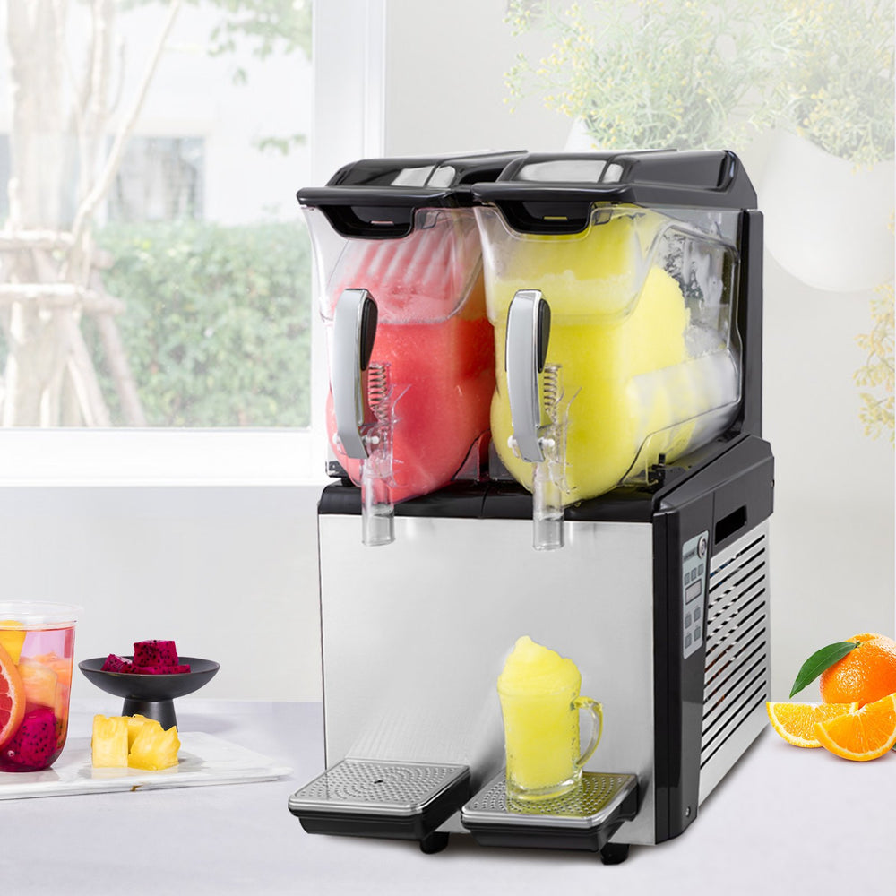 Vevor Slushy Machine 5.3 Gallon 2 Tank 900W Stainless Steel with Auto Clean for Commercial Use New
