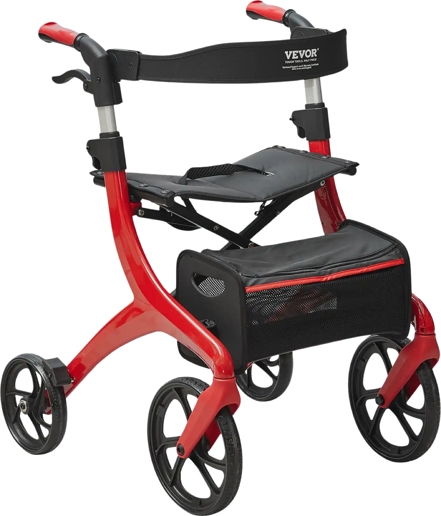 Vevor Rollator Walker Folding 300 lbs. Capacity with 4 Wheels and Storage Bag Aluminum New