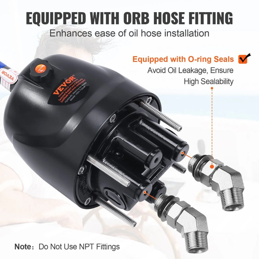 Vevor 1.4 Hydraulic Outboard Steering Pump 150HP Front Mount Helm HH4314-3 New