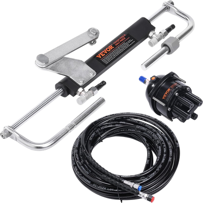 Vevor Hydraulic Outboard Steering Kit System 150 HP 26' Hose Helm Pump 2-Way Lock for Single Engine Boat New
