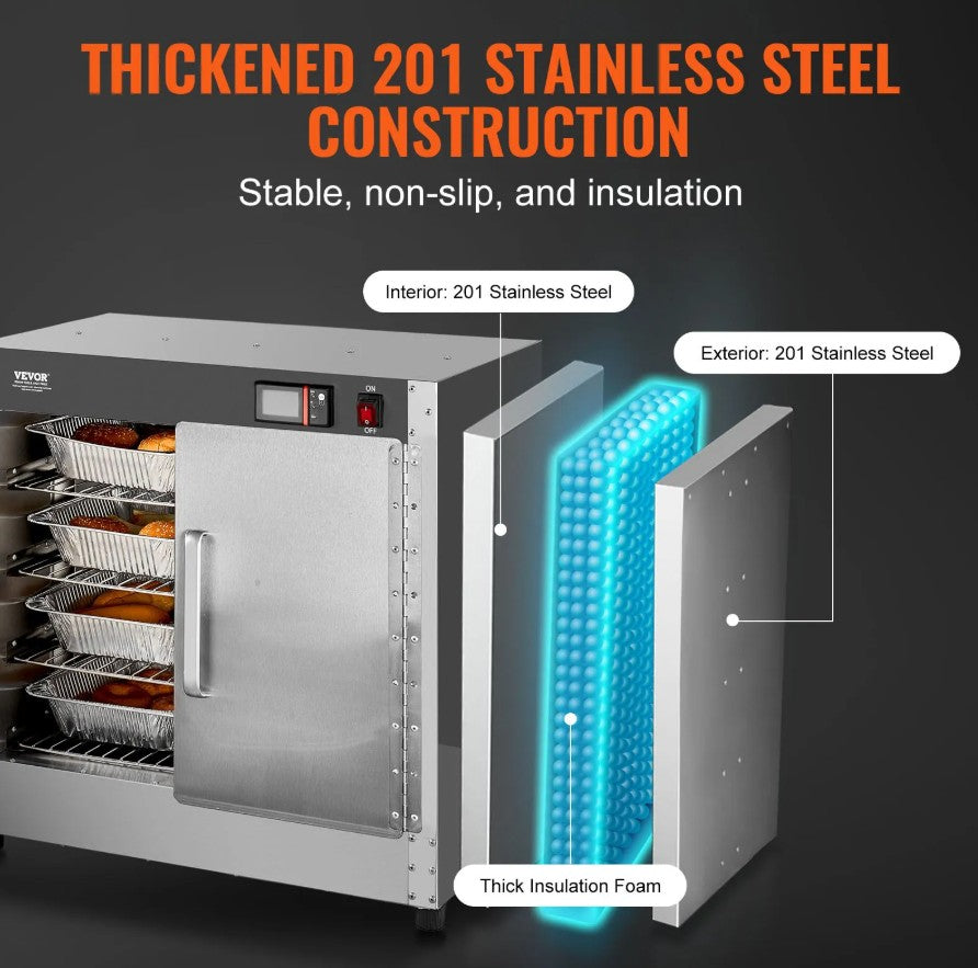 Vevor Commercial Food Warmer Cabinet 4-Tier Hot Box with Water Tray New