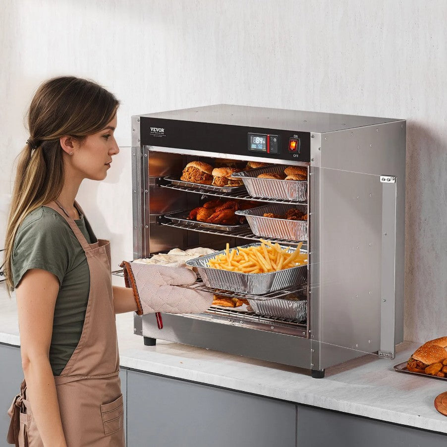 Vevor Hot Box Food Warmer 4-Tier 850W Double Door Stainless Steel with Water Tray New