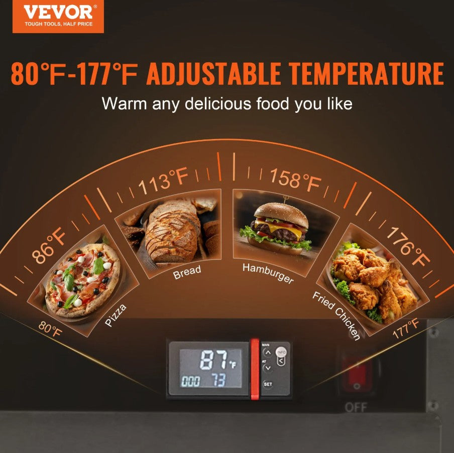 Vevor Hot Box Food Warmer 4-Tier 850W Double Door Stainless Steel with Water Tray New
