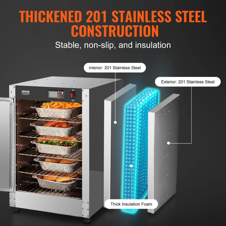 Vevor 5-Tier Hot Box Food Warmer Cabinet Stainless Steel with Water Tray New