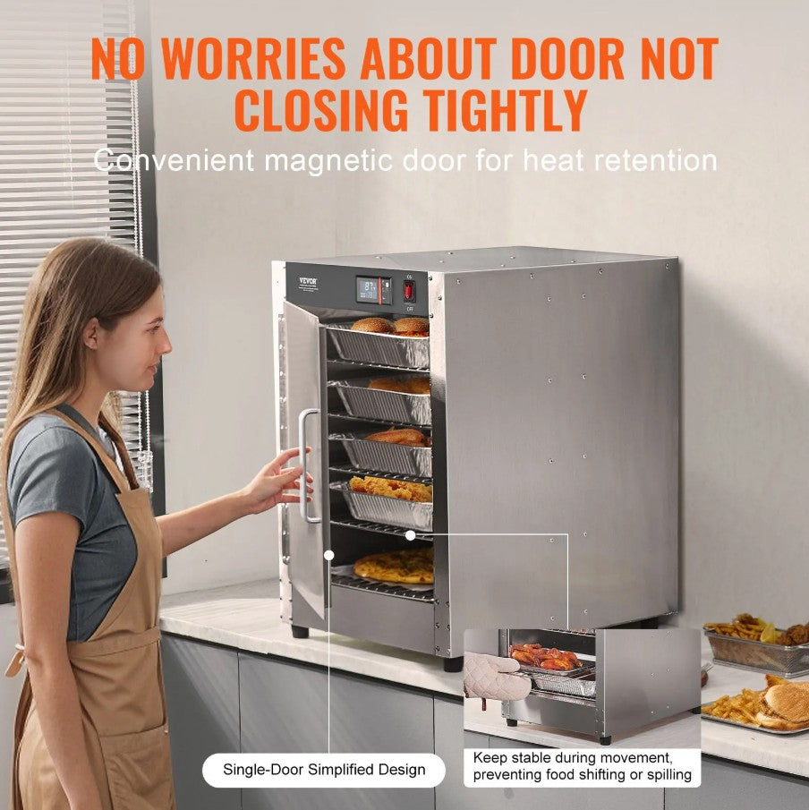 Vevor 5-Tier Hot Box Food Warmer Cabinet Stainless Steel with Water Tray New