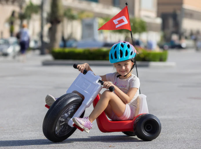 Droyd Romper Electric Trike for Kids 24V 2Ah Lithium Ion 50W Brushed 3 Miles 6 MPH Red New