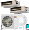 Concealed ducted mini split AC system with 27000 BTU capacity, featuring smart control, 7 modes, and 4D auto swing.