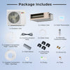 Concealed ducted mini split AC package includes outdoor unit, indoor unit, thermostat, and installation accessories for.