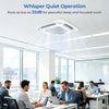 Ceiling cassette mini split AC with whisper quiet operation at 32 dB, ideal for homes and offices, providing 360°.