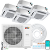 Ceiling cassette mini split AC system with 4 zones, 35000 BTU, featuring inverter technology and 360° airflow for.