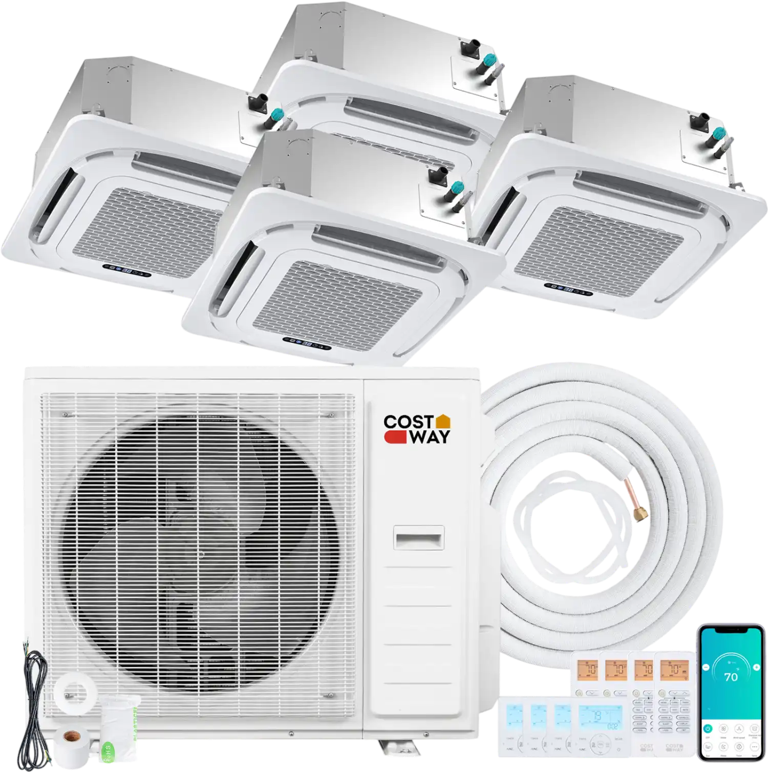 Costway X-Pro 35000 BTU 4 Zone 22.5 SEER2 Ceiling Cassette Mini Split AC 70862200 New
