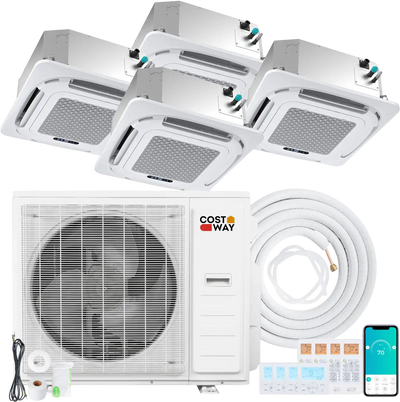 Costway X-Pro 35000 BTU 4 Zone 22.5 SEER2 Ceiling Cassette Mini Split AC 70862200 New