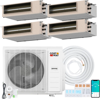 Costway X-Pro 35,000 BTU 4 Zone 22.5 SEER2 Concealed Ducted Mini Split AC 89697233 New