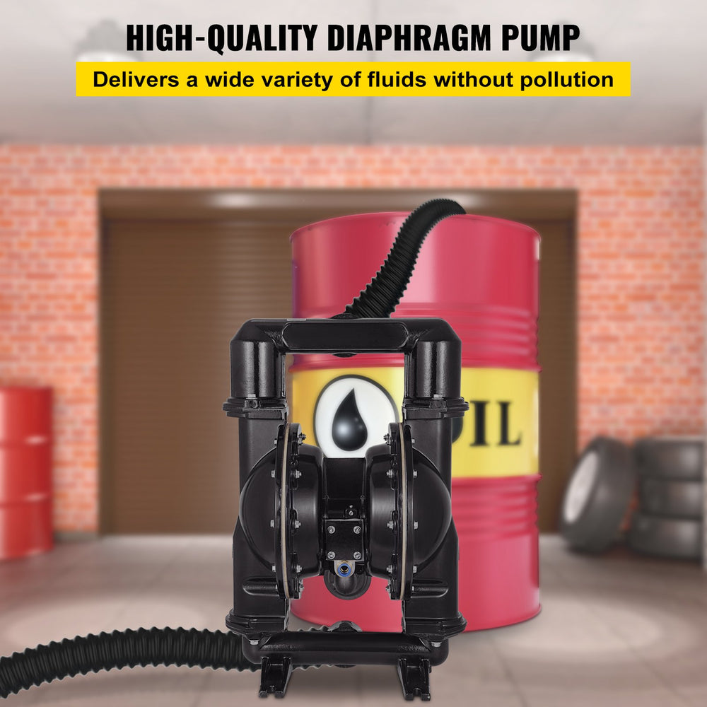 Vevor Double Diaphragm Pump Air Operated 75 GPM 120 PSI Aluminum Alloy Body 2" Inlet/Outlet New