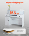 Vevor Reception Desk 47" MDF Counter with LED Light Drawers and Storage Cabinet White New