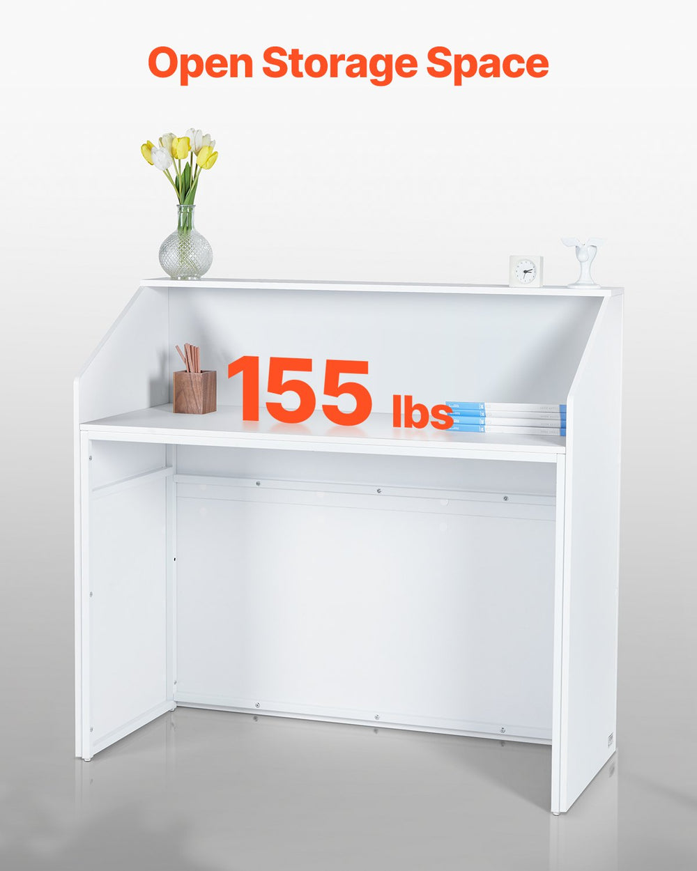 Vevor Reception Desk 46" Rectangular MDF Counter with Waterproof Surface White New