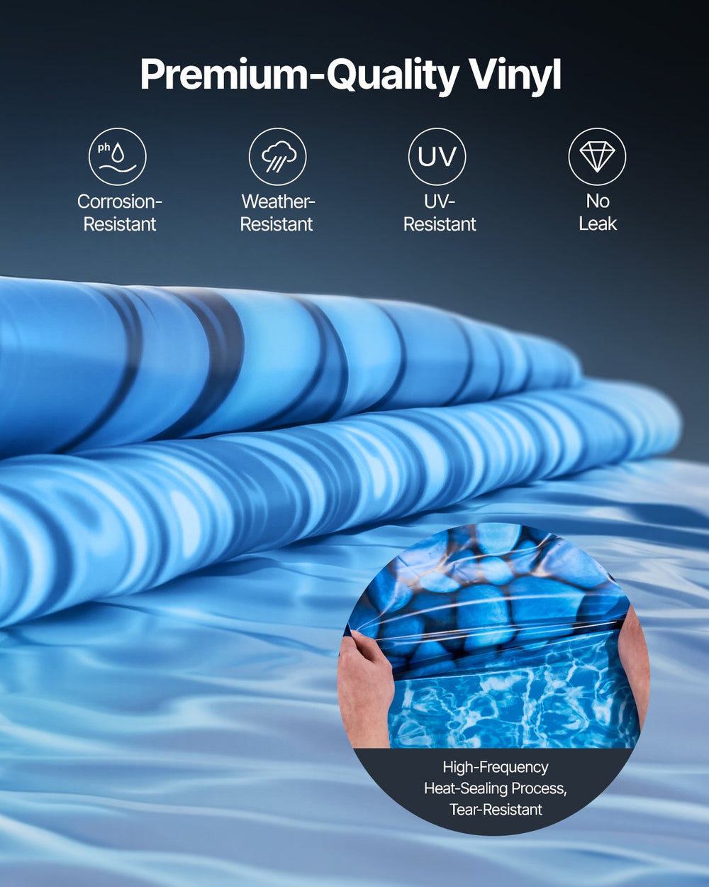 Vevor 24' Round Overlap Pool Liner for 54" Wall Height Durable Vinyl New