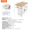 Vevor Kitchen Island Cart 35.4" Solid Rubberwood Top Mobile with Drop Leaf Spice Rack and Drawer White New