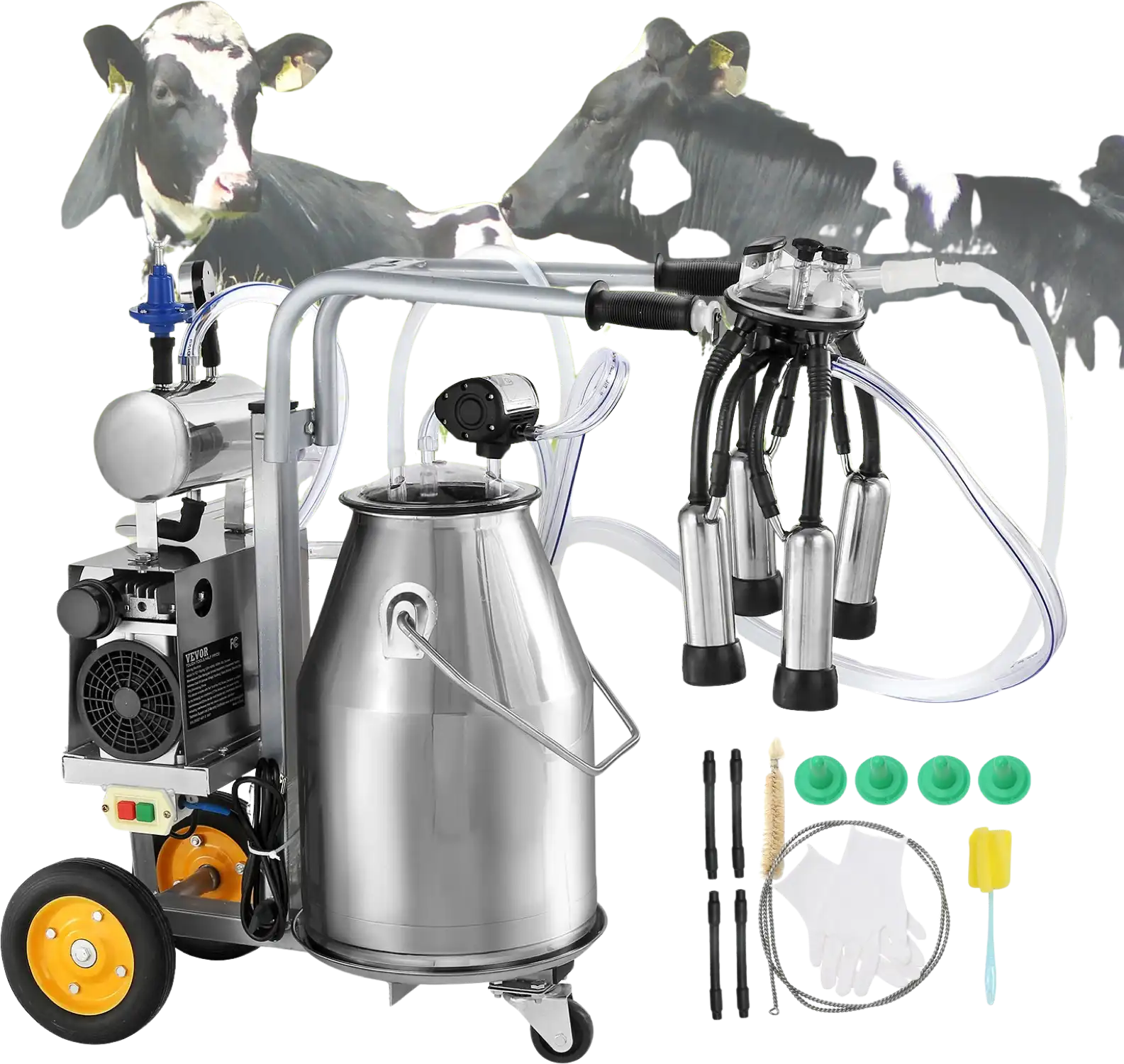 Vevor Electric Cow Milking Machine 6.6 Gal. 25L 304 Stainless Steel Food Grade Silicone Portable New