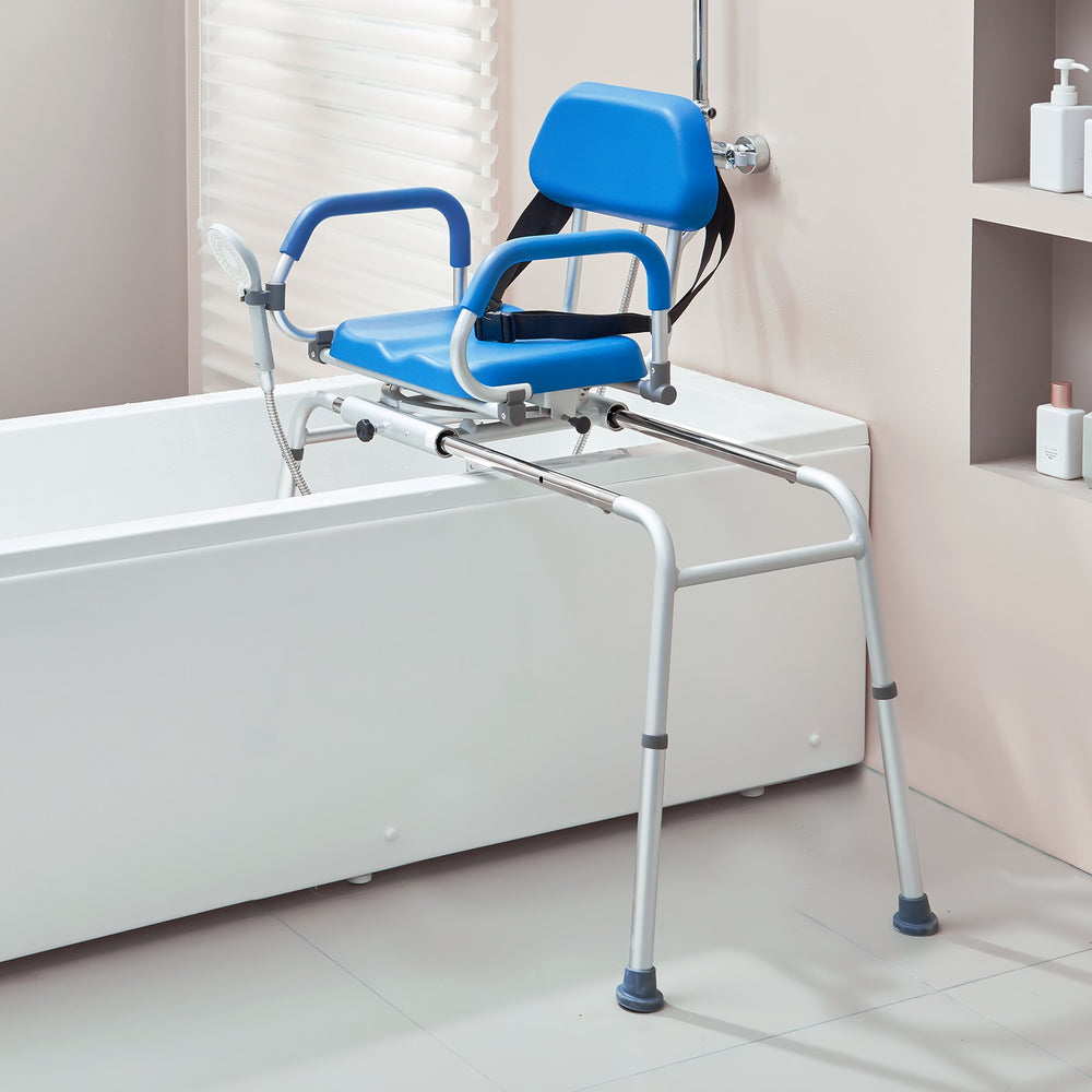 Vevor Shower Bench Sliding Tub Transfer Chair with 360° Swivel Seat Adjustable Height 330 Lbs Capacity New