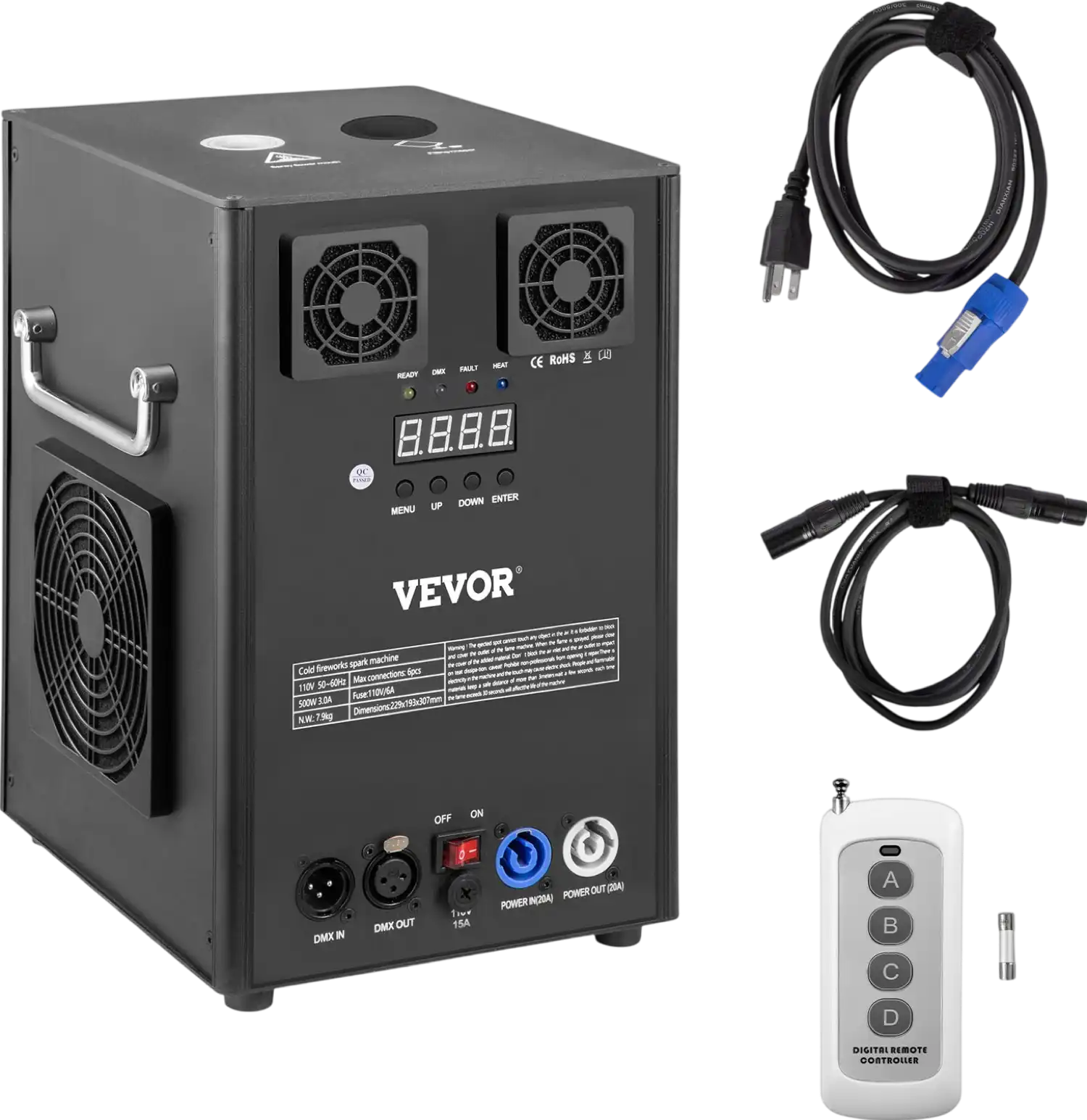 Vevor Cold Spark Machine 700W Stage Effect with Wireless Remote DMX Control Adjustable Spark Height New